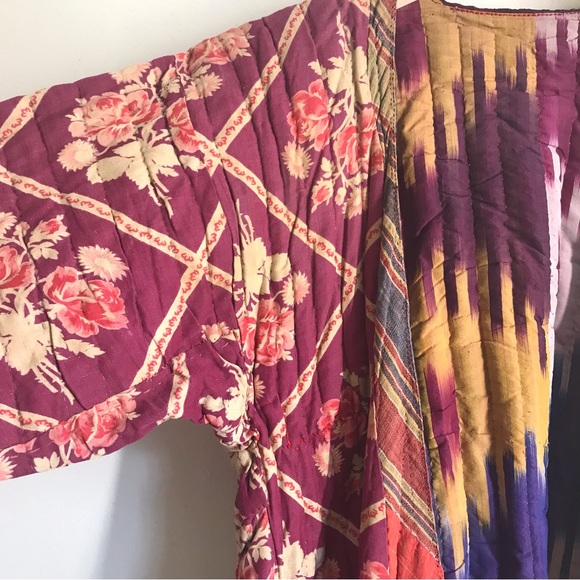 Vintage Afghan/Uzbek Silk Chapan Robe Patchwork Floral & Ikat | Collectors Piece - Picture 5 of 16